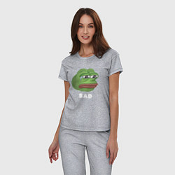 Пижама хлопковая женская Sad Pepe art, цвет: меланж — фото 2
