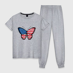 Пижама хлопковая женская Бабочка - США, цвет: меланж