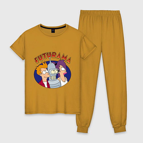 Женская пижама Fry Bender Leela / Горчичный – фото 1