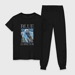 Пижама хлопковая женская Blue lobster meme, цвет: черный