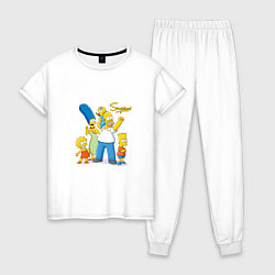 Пижама хлопковая женская Симпсоны - веселая семейка, цвет: белый
