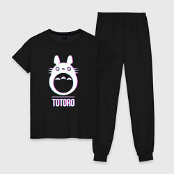 Пижама хлопковая женская Glitch Tototro, цвет: черный