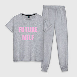 Пижама хлопковая женская Future milf, цвет: меланж