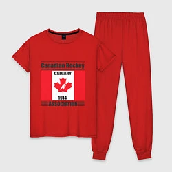 Пижама хлопковая женская Федерация хоккея Канады, цвет: красный