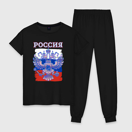Женская пижама Россия Герб Флаг / Черный – фото 1
