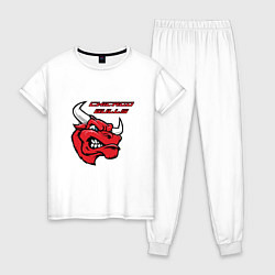 Пижама хлопковая женская Чикаго Буллз - баскетбол НБА, цвет: белый