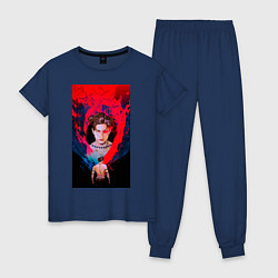 Пижама хлопковая женская Bang Chan fan art, цвет: тёмно-синий