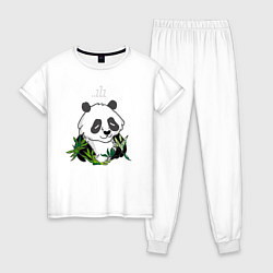 Пижама хлопковая женская Спящая панда ZZZ, цвет: белый