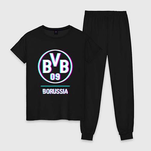 Женская пижама Borussia FC в стиле glitch / Черный – фото 1