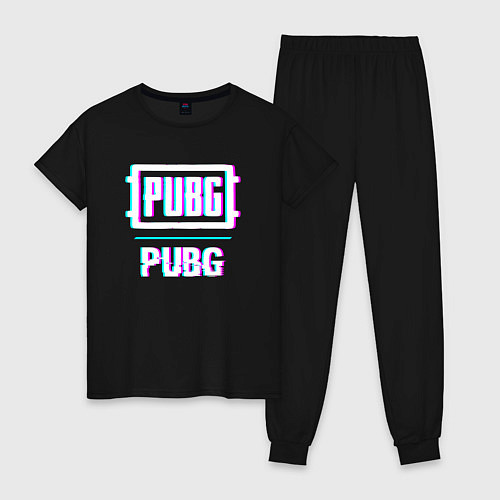 Женская пижама PUBG в стиле glitch и баги графики / Черный – фото 1
