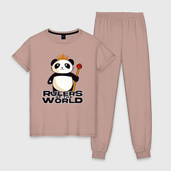 Пижама хлопковая женская Панда - Правители Мира, цвет: пыльно-розовый