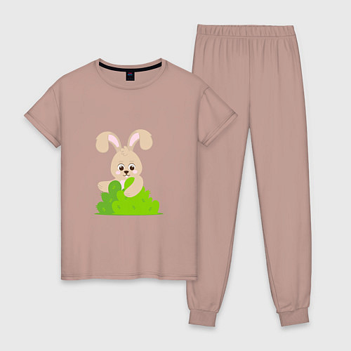 Женская пижама Кролик в лесу / Пыльно-розовый – фото 1