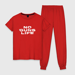 Пижама хлопковая женская No Guns Life лого, цвет: красный