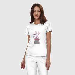 Пижама хлопковая женская Фокусник - Кролик, цвет: белый — фото 2
