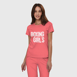 Пижама хлопковая женская Boxing girls, цвет: коралловый — фото 2