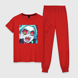 Пижама хлопковая женская Ребекка пиксель, цвет: красный