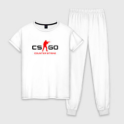 Пижама хлопковая женская Counter Strike логотип, цвет: белый