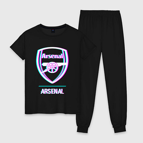 Женская пижама Arsenal FC в стиле glitch / Черный – фото 1
