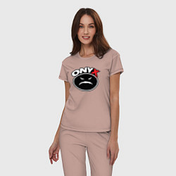 Пижама хлопковая женская Onyx - black logo, цвет: пыльно-розовый — фото 2