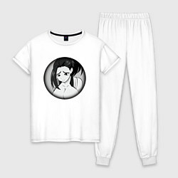 Пижама хлопковая женская Ахегао девушка с формами, цвет: белый