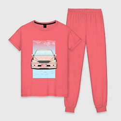 Пижама хлопковая женская Toyota Altezza stance, цвет: коралловый