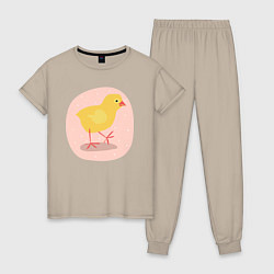 Пижама хлопковая женская Цыплёнок, цвет: миндальный