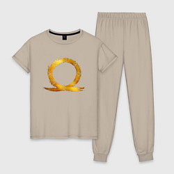 Пижама хлопковая женская Golden logo GoW Ragnarok, цвет: миндальный