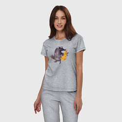 Пижама хлопковая женская Ворона с сыром, цвет: меланж — фото 2