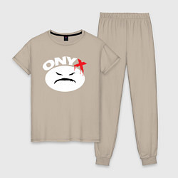 Пижама хлопковая женская Onyx logo white, цвет: миндальный