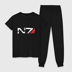 Пижама хлопковая женская Mass Effect N7 - Logotype, цвет: черный