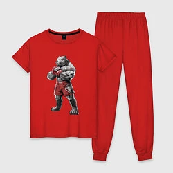 Пижама хлопковая женская Питбуль - Смешанные единоборства - MMA, цвет: красный