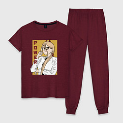 Пижама хлопковая женская Милая Пауэр, цвет: меланж-бордовый