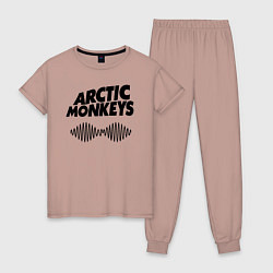 Пижама хлопковая женская Arctic Monkeys, цвет: пыльно-розовый