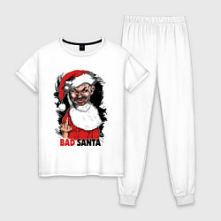 Пижама хлопковая женская Bad Santa, fuck you, цвет: белый