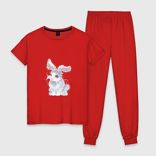 Женская пижама Пушистый кролик / Красный – фото 1