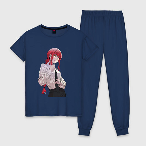 Женская пижама Просто Макима с галстуком / Тёмно-синий – фото 1