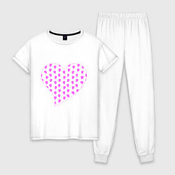 Пижама хлопковая женская Стереокартинка в форме сердечка со скрытым изображ, цвет: белый
