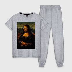 Пижама хлопковая женская Мона Лиза абстракция, цвет: меланж