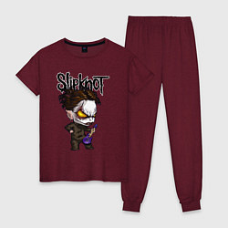 Пижама хлопковая женская Slipknot - art, цвет: меланж-бордовый
