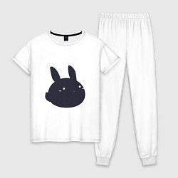 Пижама хлопковая женская Черный кролик - минимализм, цвет: белый