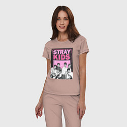 Пижама хлопковая женская Stray Kids boy band, цвет: пыльно-розовый — фото 2