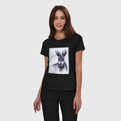 Пижама хлопковая женская Rabbit symbol 2023, цвет: черный — фото 2