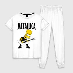 Пижама хлопковая женская Металлика Барт Симпсон, цвет: белый
