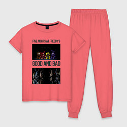 Пижама хлопковая женская Freddy good and bad, цвет: коралловый