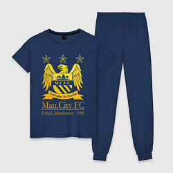 Пижама хлопковая женская Manchester City gold, цвет: тёмно-синий