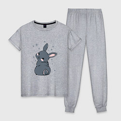 Пижама хлопковая женская Черный кролик Пикачу, цвет: меланж
