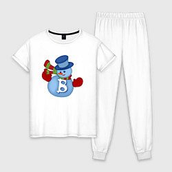 Пижама хлопковая женская Snowman BTC, цвет: белый