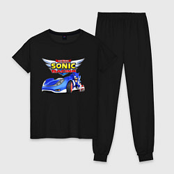 Пижама хлопковая женская Team Sonic racing - hedgehog, цвет: черный