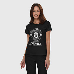 Пижама хлопковая женская Манчестер Юнайтед дьяволы, цвет: черный — фото 2