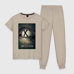 Пижама хлопковая женская X - Files poster, цвет: миндальный